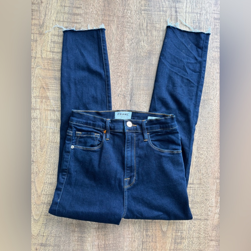 Frame Denim Ali High Rise Cigarette Grove Street Raw Hem Jeans - Picture 2 of 4